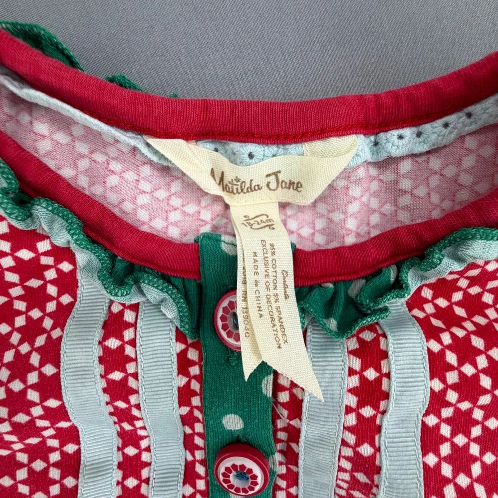 Matilda Jane Girls 18-24M Christmas Mix Print Tunic Dress Red Blue Green Floral